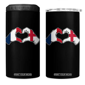 Proud Fance England Heritage Hand Heart Graphic 4 in 1 Can Cooler Tumbler French English Anglo Roots Cross Border Love Unity TS02 One Size: 16 oz Black Print Your Wear