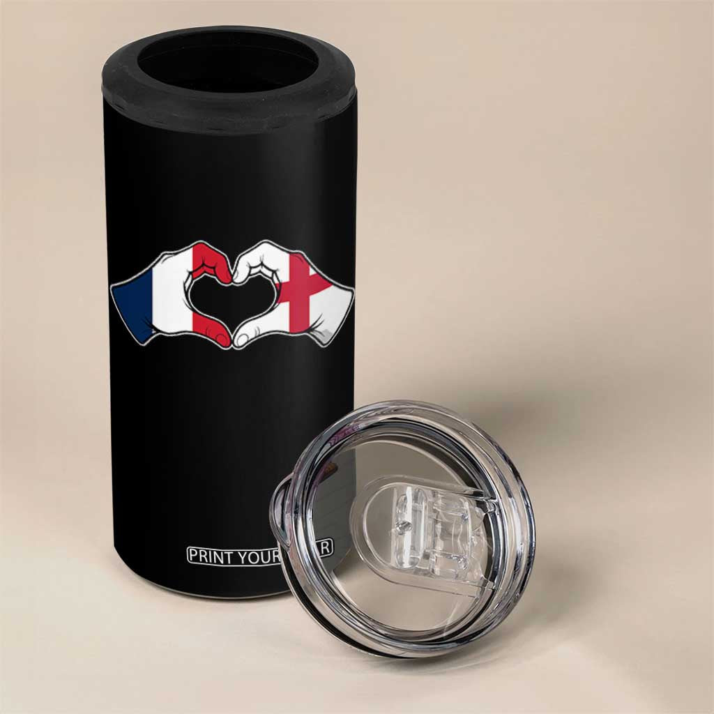 Proud Fance England Heritage Hand Heart Graphic 4 in 1 Can Cooler Tumbler French English Anglo Roots Cross Border Love Unity TS02 Print Your Wear