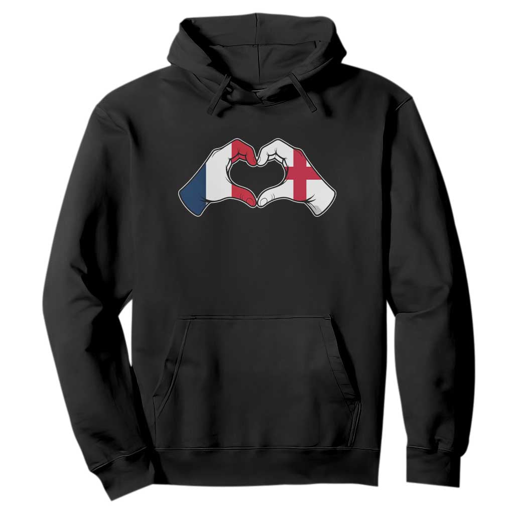 Proud Fance England Heritage Hand Heart Graphic Hoodie French English Anglo Roots Cross Border Love Unity