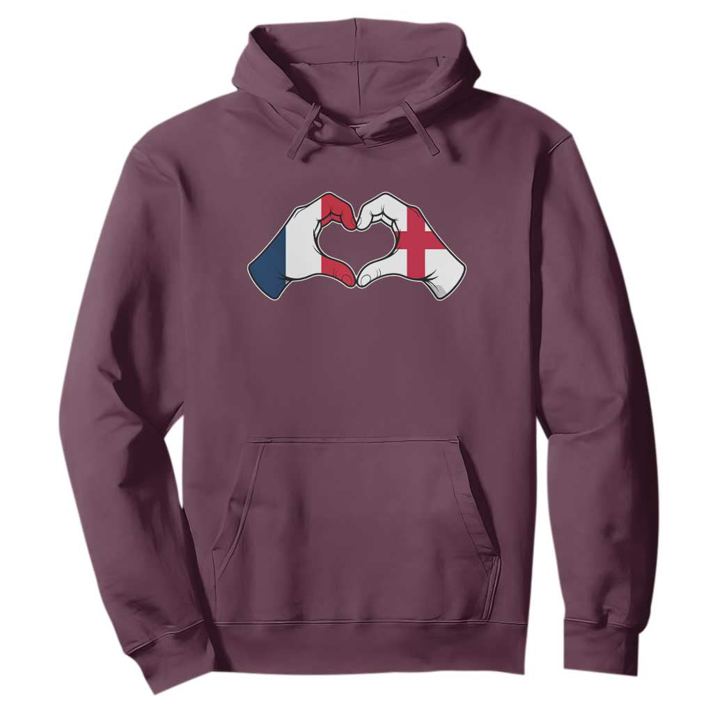 Proud Fance England Heritage Hand Heart Graphic Hoodie French English Anglo Roots Cross Border Love Unity