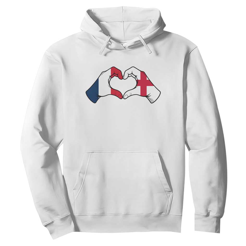 Proud Fance England Heritage Hand Heart Graphic Hoodie French English Anglo Roots Cross Border Love Unity