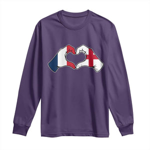 Proud Fance England Heritage Hand Heart Graphic Long Sleeve Shirt French English Anglo Roots Cross Border Love Unity