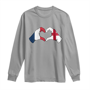 Proud Fance England Heritage Hand Heart Graphic Long Sleeve Shirt French English Anglo Roots Cross Border Love Unity