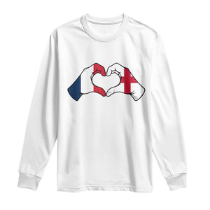 Proud Fance England Heritage Hand Heart Graphic Long Sleeve Shirt French English Anglo Roots Cross Border Love Unity