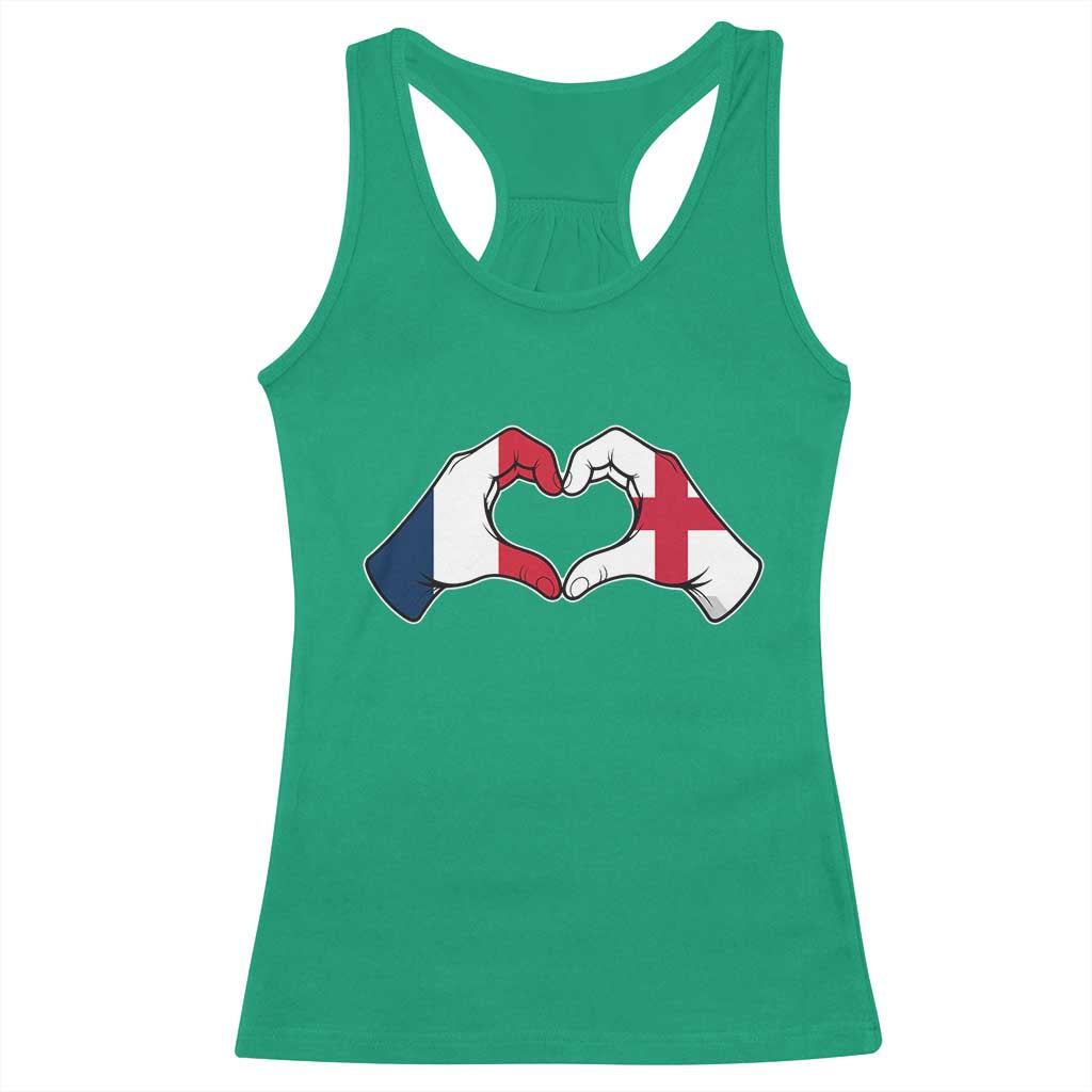 Proud Fance England Heritage Hand Heart Graphic Racerback Tank Top French English Anglo Roots Cross Border Love Unity TS02 Irish Green Print Your Wear