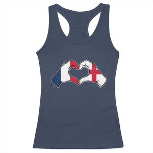 Proud Fance England Heritage Hand Heart Graphic Racerback Tank Top French English Anglo Roots Cross Border Love Unity TS02 Navy Print Your Wear