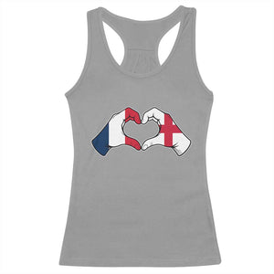 Proud Fance England Heritage Hand Heart Graphic Racerback Tank Top French English Anglo Roots Cross Border Love Unity TS02 Sport Gray Print Your Wear