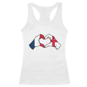 Proud Fance England Heritage Hand Heart Graphic Racerback Tank Top French English Anglo Roots Cross Border Love Unity TS02 White Print Your Wear