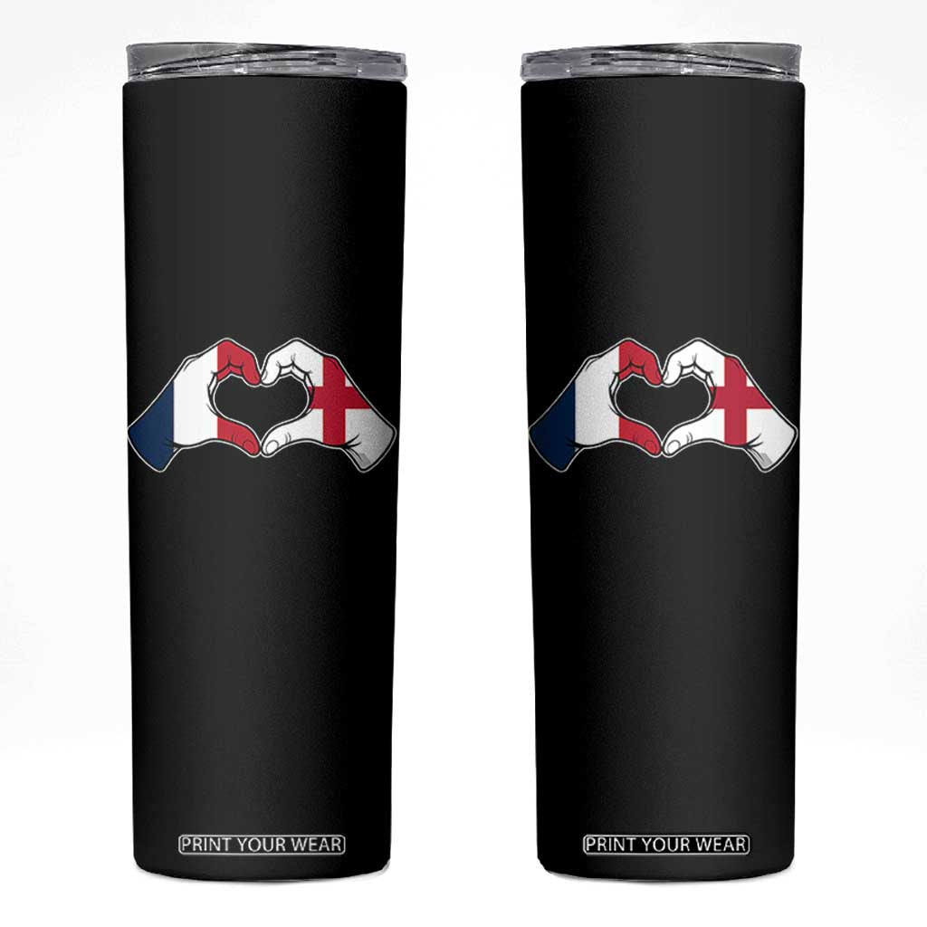 Proud Fance England Heritage Hand Heart Graphic Skinny Tumbler French English Anglo Roots Cross Border Love Unity TS02 Black Print Your Wear