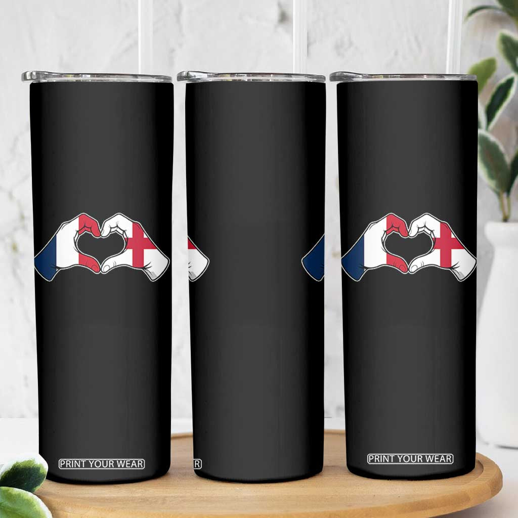 Proud Fance England Heritage Hand Heart Graphic Skinny Tumbler French English Anglo Roots Cross Border Love Unity TS02 Print Your Wear