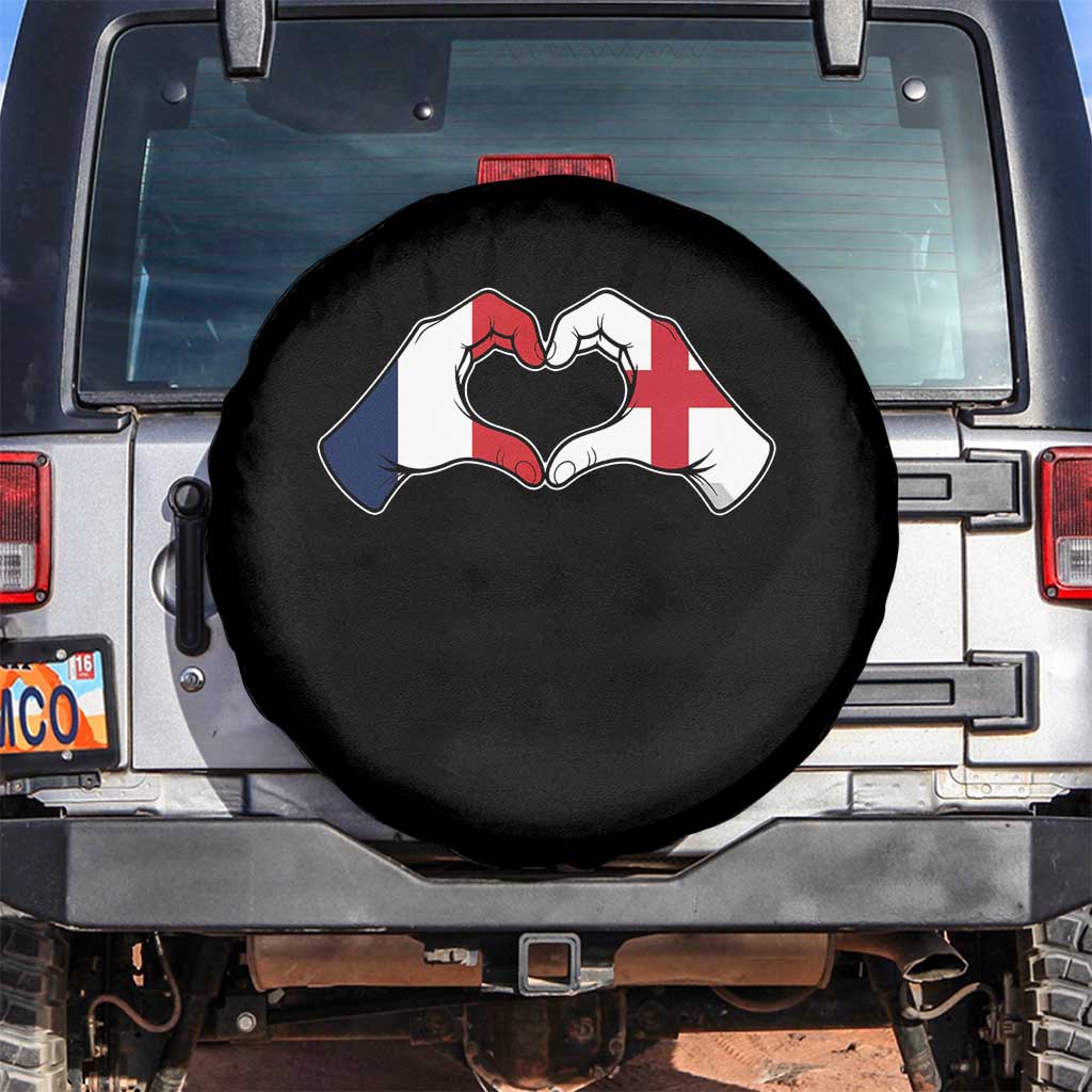 Proud Fance England Heritage Hand Heart Graphic Spare Tire Cover French English Anglo Roots Cross Border Love Unity TS02 No hole Black Print Your Wear