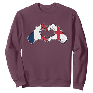 Proud Fance England Heritage Hand Heart Graphic Sweatshirt French English Anglo Roots Cross Border Love Unity