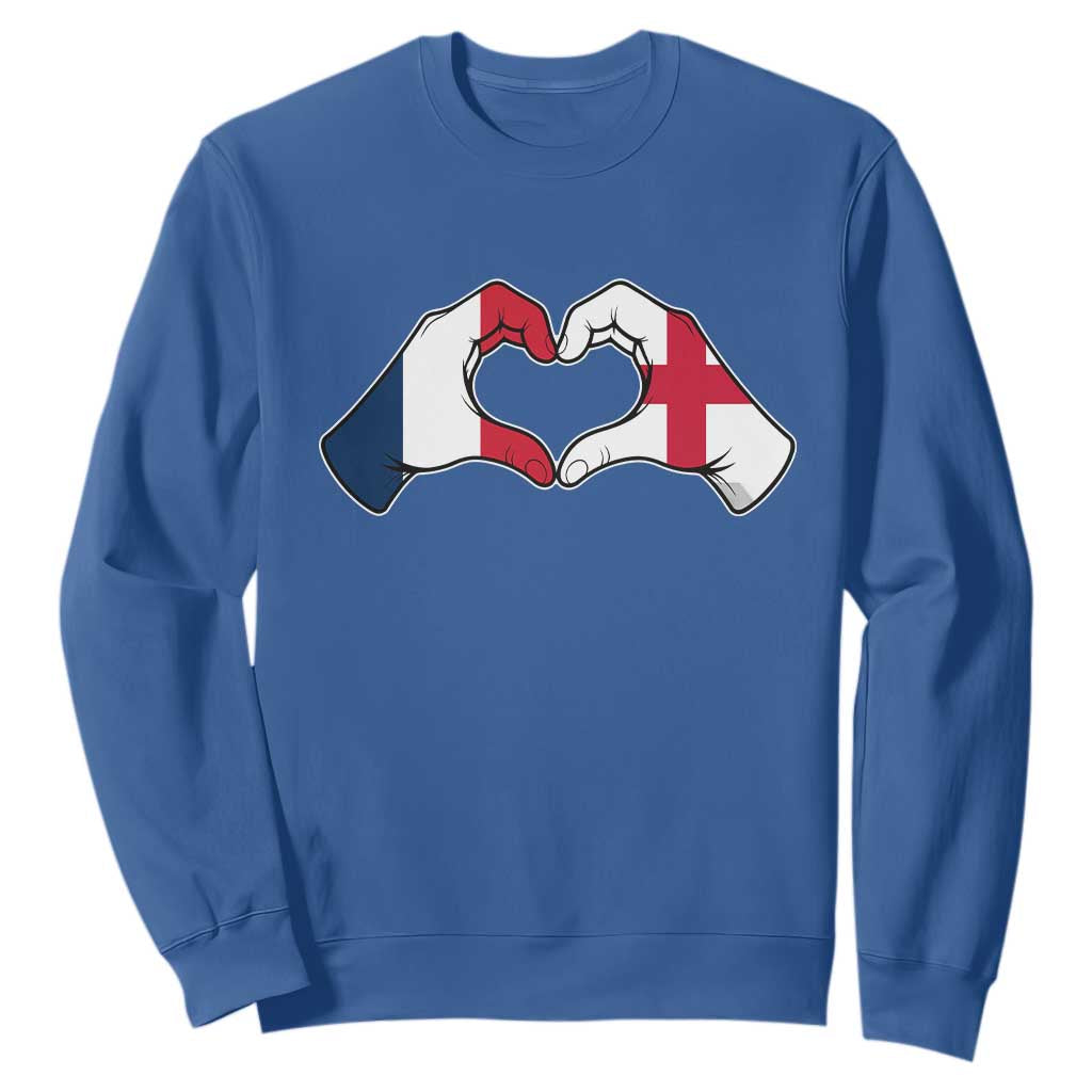 Proud Fance England Heritage Hand Heart Graphic Sweatshirt French English Anglo Roots Cross Border Love Unity