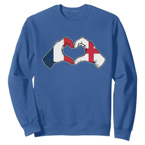 Proud Fance England Heritage Hand Heart Graphic Sweatshirt French English Anglo Roots Cross Border Love Unity