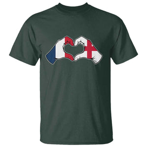 Proud Fance England Heritage Hand Heart Graphic T Shirt French English Anglo Roots Cross Border Love Unity