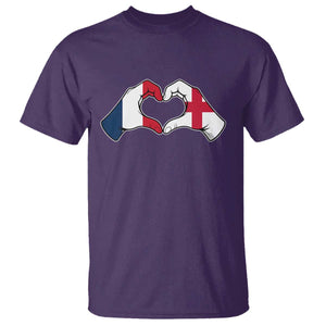 Proud Fance England Heritage Hand Heart Graphic T Shirt French English Anglo Roots Cross Border Love Unity