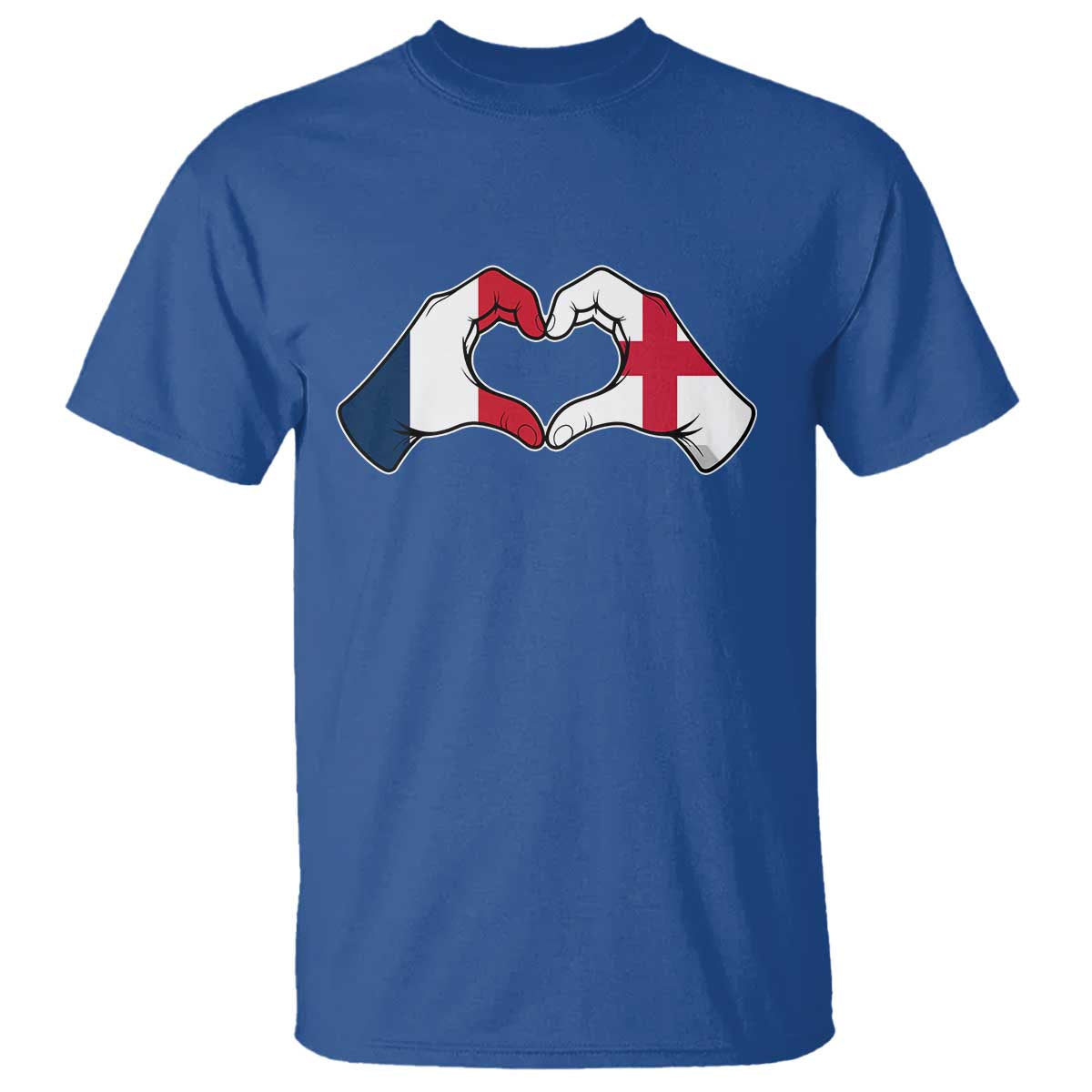 Proud Fance England Heritage Hand Heart Graphic T Shirt French English Anglo Roots Cross Border Love Unity