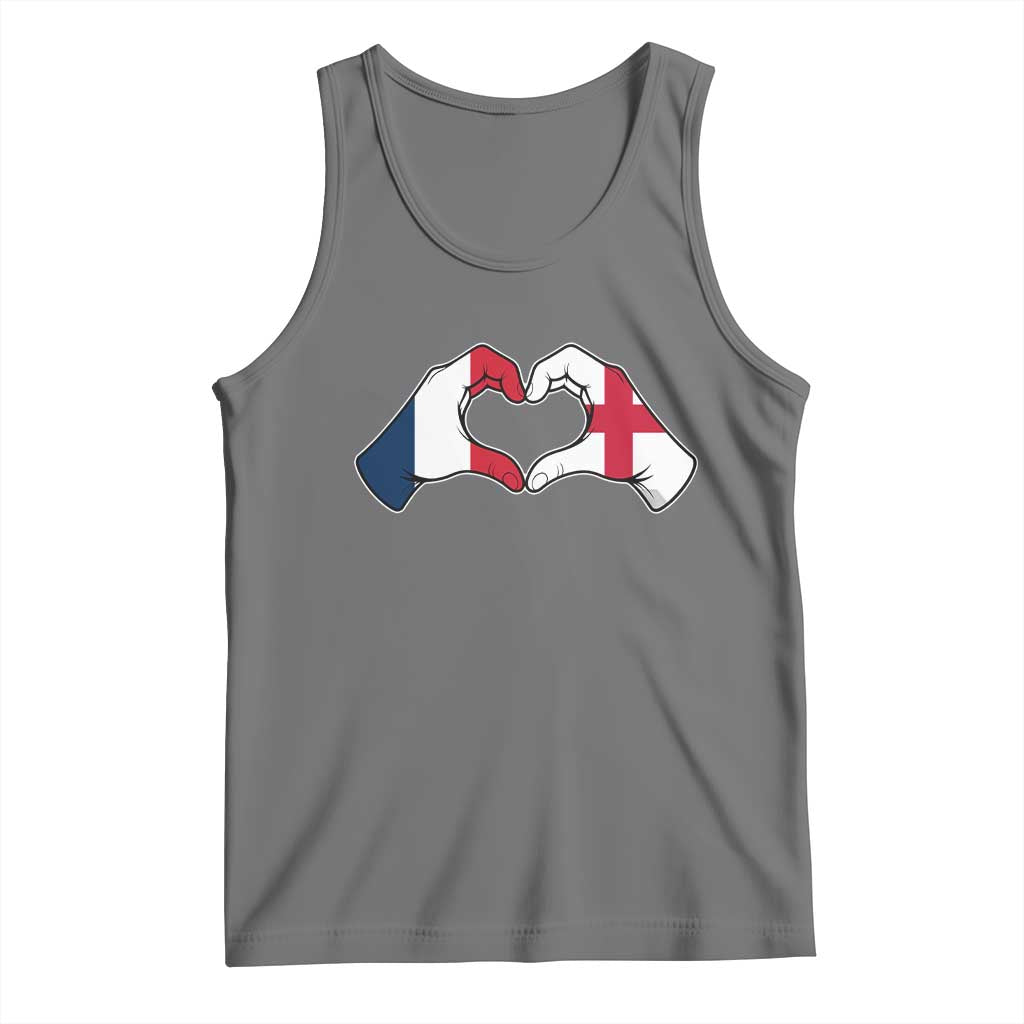 Proud Fance England Heritage Hand Heart Graphic Tank Top French English Anglo Roots Cross Border Love Unity TS02 Black Heather Print Your Wear