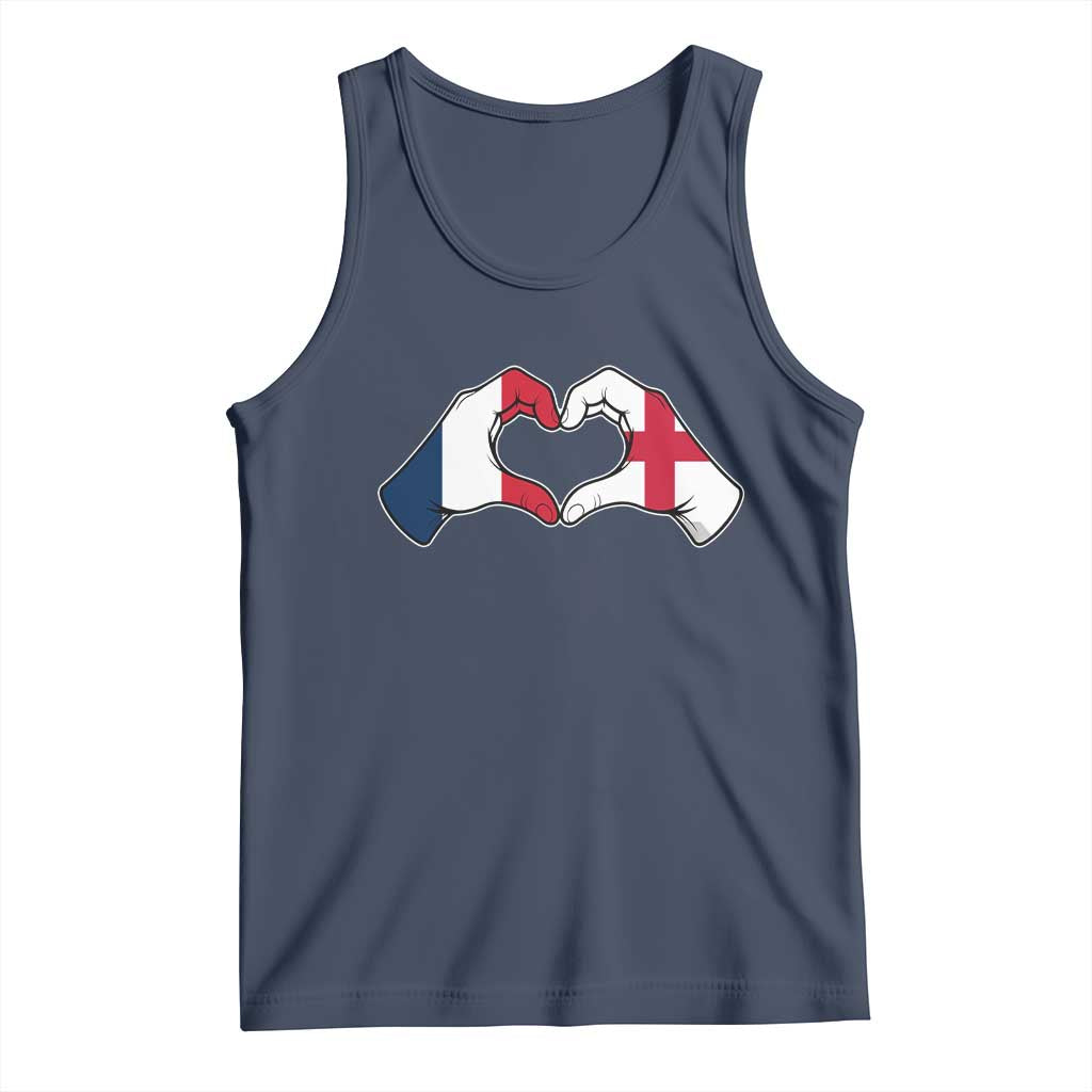 Proud Fance England Heritage Hand Heart Graphic Tank Top French English Anglo Roots Cross Border Love Unity TS02 Navy Print Your Wear