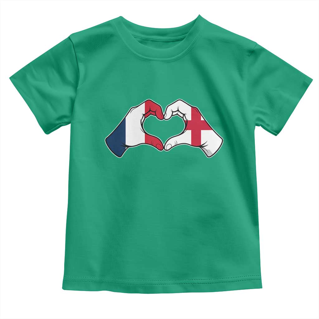 Proud Fance England Heritage Hand Heart Graphic Toddler T Shirt French English Anglo Roots Cross Border Love Unity TS02 Irish Green Print Your Wear