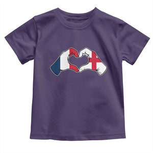 Proud Fance England Heritage Hand Heart Graphic Toddler T Shirt French English Anglo Roots Cross Border Love Unity TS02 Purple Print Your Wear