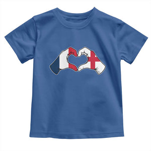 Proud Fance England Heritage Hand Heart Graphic Toddler T Shirt French English Anglo Roots Cross Border Love Unity TS02 Royal Blue Print Your Wear
