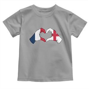 Proud Fance England Heritage Hand Heart Graphic Toddler T Shirt French English Anglo Roots Cross Border Love Unity TS02 Sport Gray Print Your Wear