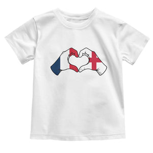 Proud Fance England Heritage Hand Heart Graphic Toddler T Shirt French English Anglo Roots Cross Border Love Unity TS02 White Print Your Wear