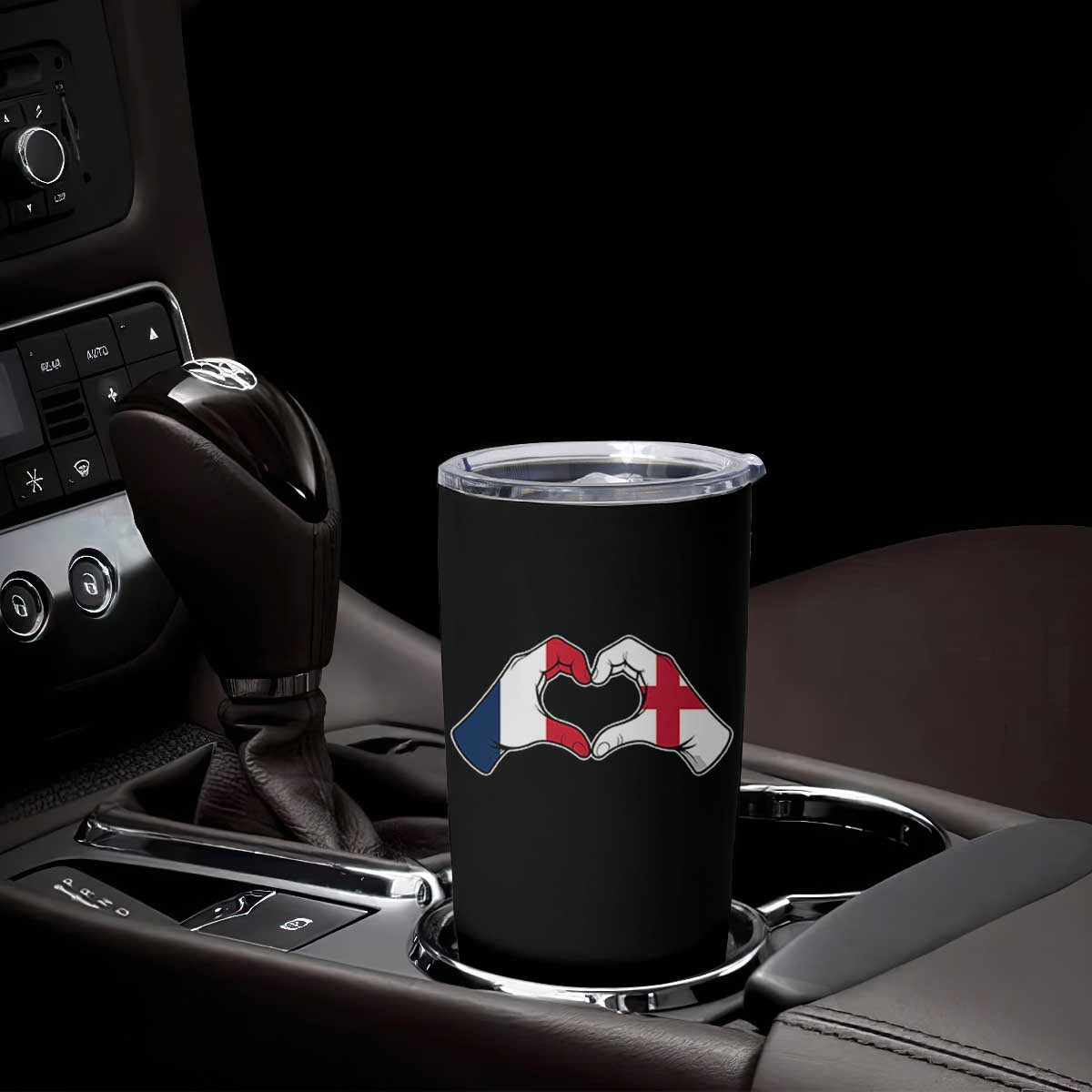 Proud Fance England Heritage Hand Heart Graphic Tumbler Cup French English Anglo Roots Cross Border Love Unity TS02 Print Your Wear