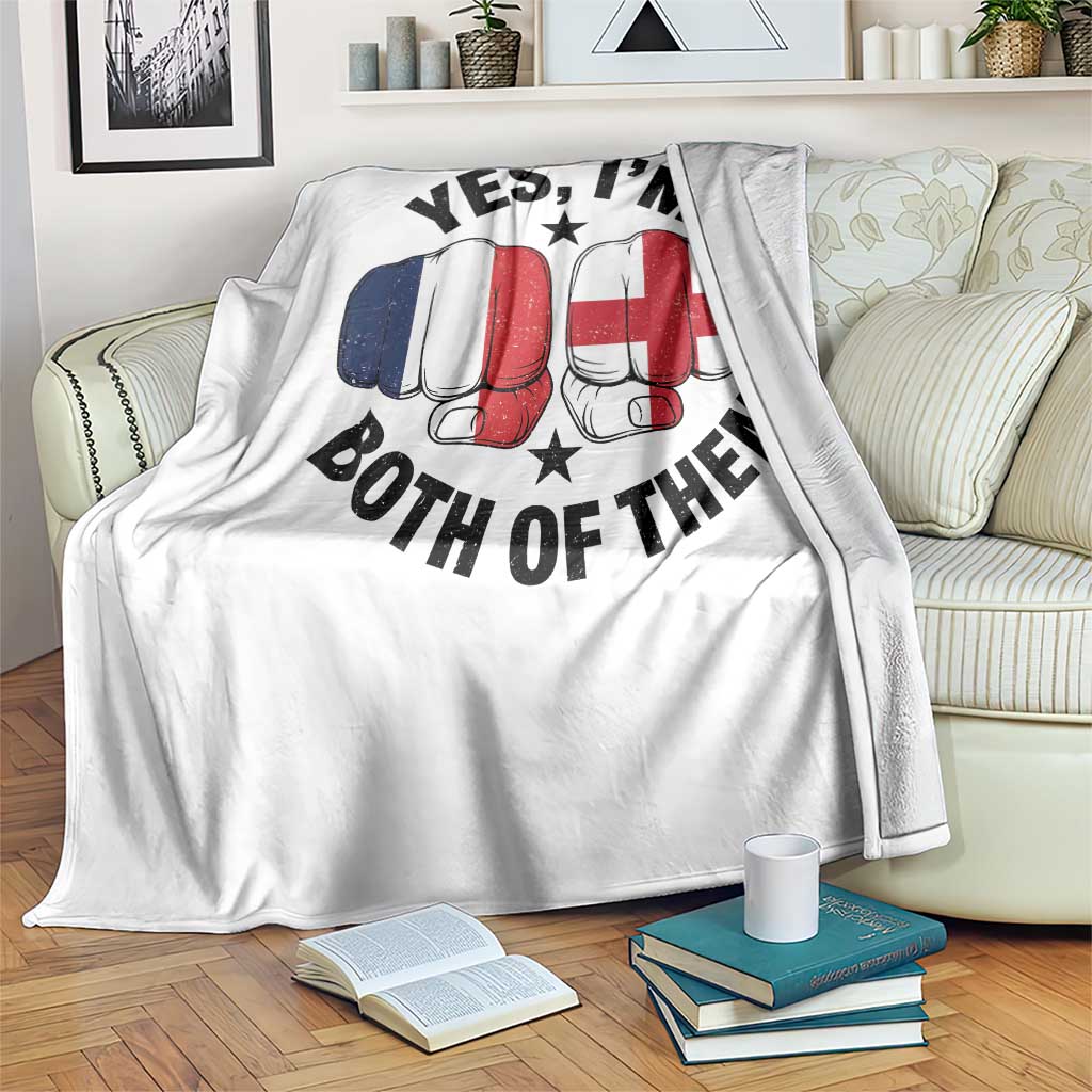 Yes Im Both Of Them France England Flag Fists Graphic Throw Blanket French English Anglo Dual Pride Heritage TS02 Print Your Wear