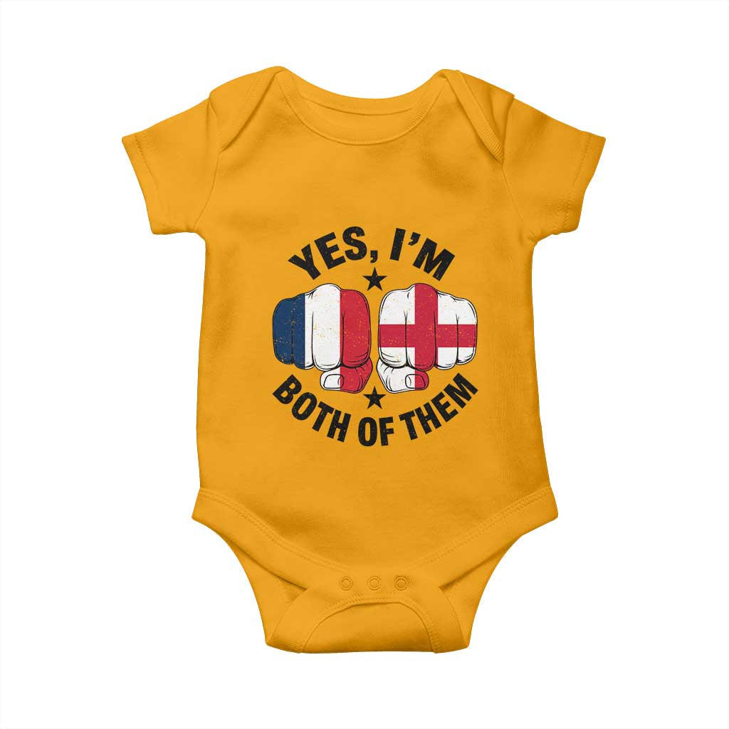 Yes Im Both Of Them France England Flag Fists Graphic Baby Onesie French English Anglo Dual Pride Heritage