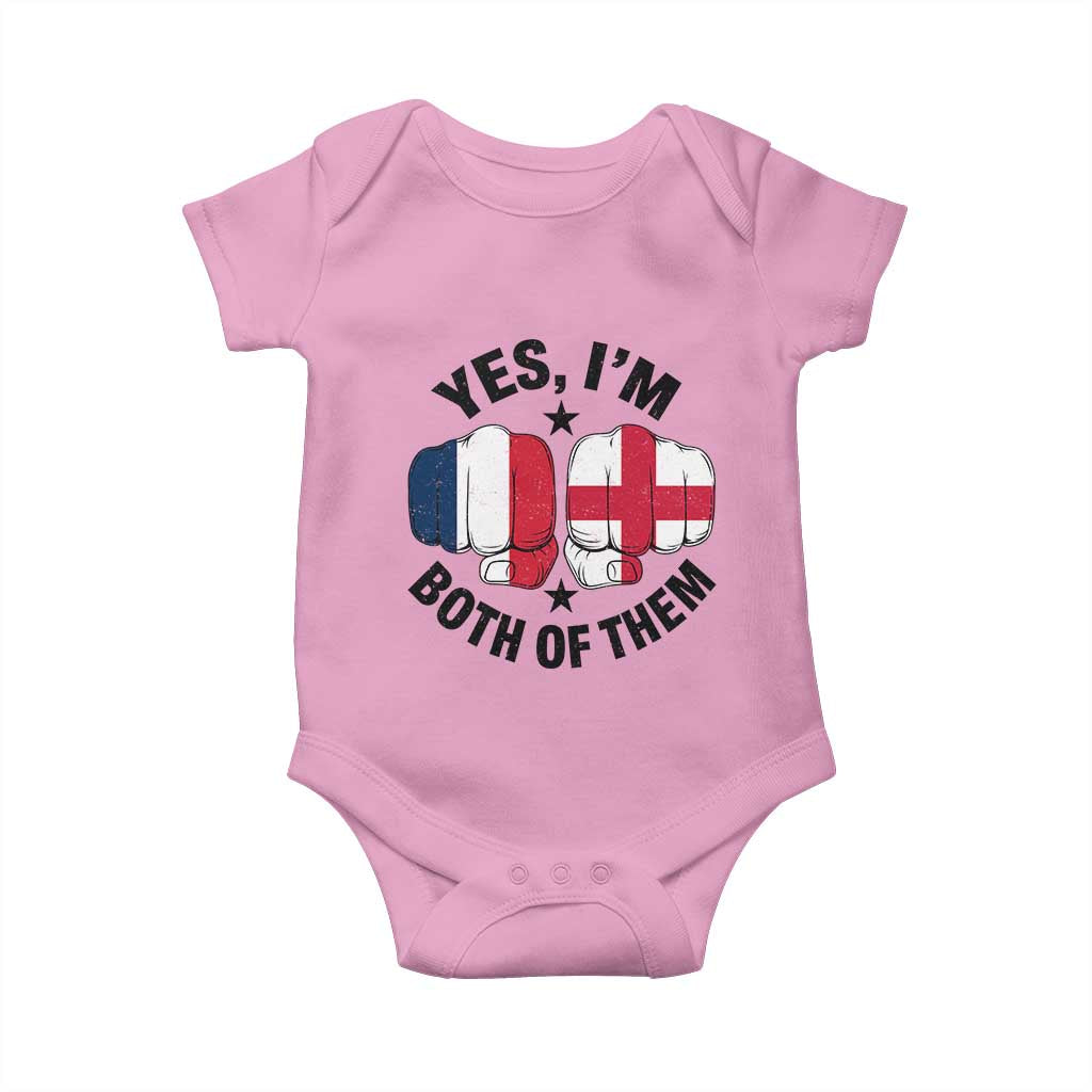 Yes Im Both Of Them France England Flag Fists Graphic Baby Onesie French English Anglo Dual Pride Heritage