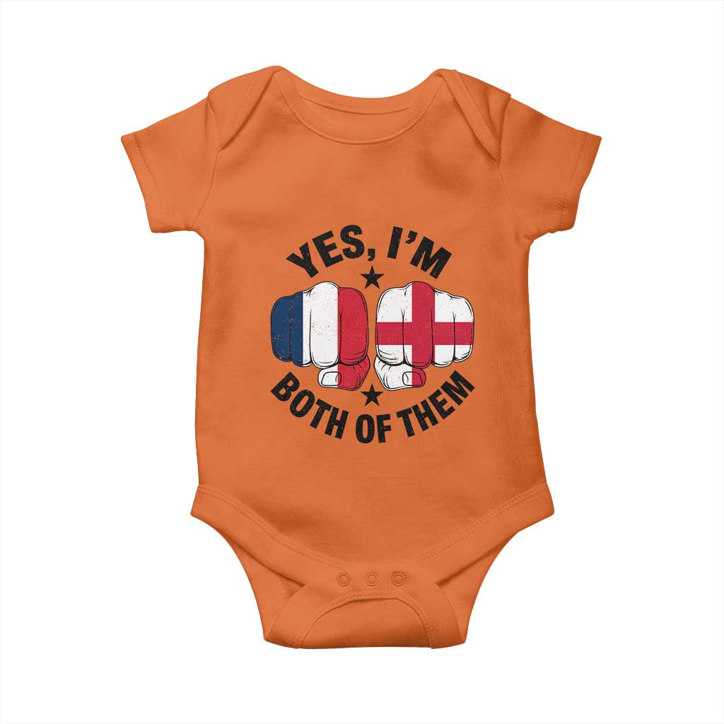 Yes Im Both Of Them France England Flag Fists Graphic Baby Onesie French English Anglo Dual Pride Heritage