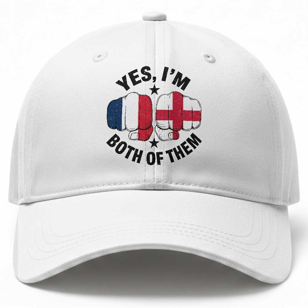 Yes Im Both Of Them France England Flag Fists Graphic Baseball Cap French English Anglo Dual Pride Heritage TS02 Print Your Wear