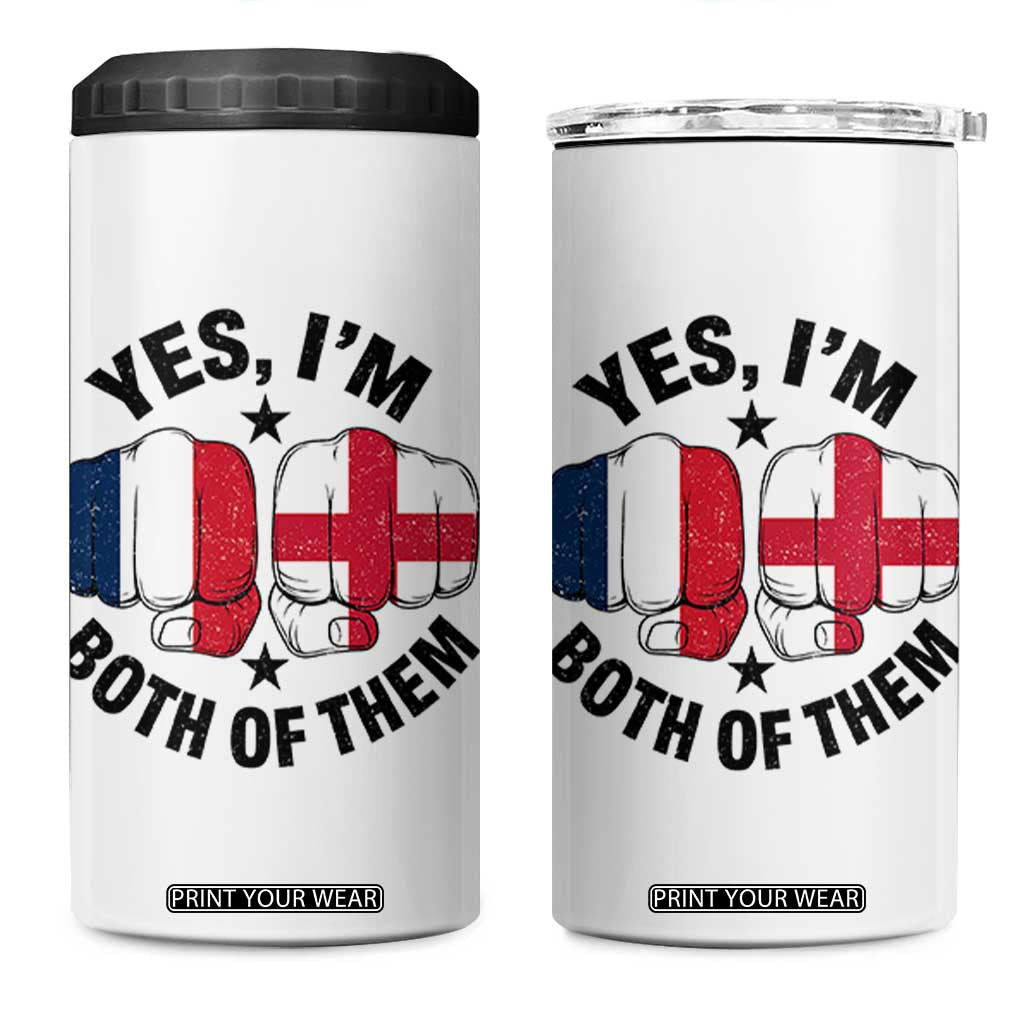 Yes Im Both Of Them France England Flag Fists Graphic 4 in 1 Can Cooler Tumbler French English Anglo Dual Pride Heritage TS02 One Size: 16 oz White Print Your Wear