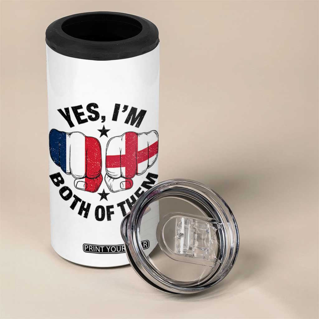 Yes Im Both Of Them France England Flag Fists Graphic 4 in 1 Can Cooler Tumbler French English Anglo Dual Pride Heritage TS02 Print Your Wear