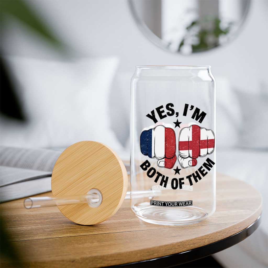 Yes Im Both Of Them France England Flag Fists Graphic Glass Can French English Anglo Dual Pride Heritage TS02 Print Your Wear