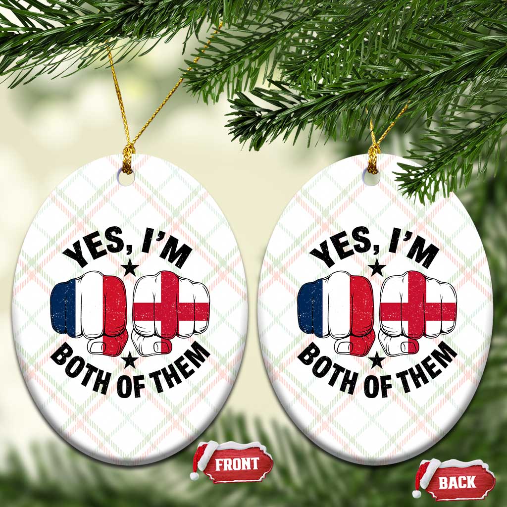 Yes Im Both Of Them France England Flag Fists Graphic Ceramic Ornament French English Anglo Dual Pride Heritage TS02 Print Your Wear