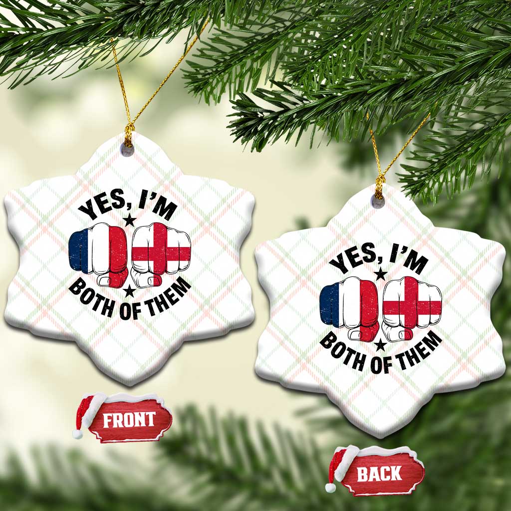 Yes Im Both Of Them France England Flag Fists Graphic Ceramic Ornament French English Anglo Dual Pride Heritage TS02 Print Your Wear