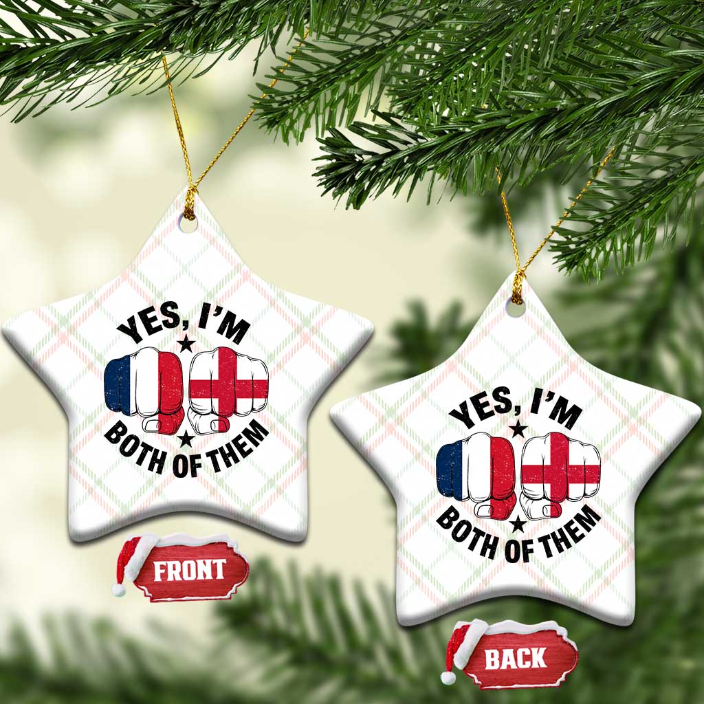 Yes Im Both Of Them France England Flag Fists Graphic Ceramic Ornament French English Anglo Dual Pride Heritage TS02 Print Your Wear