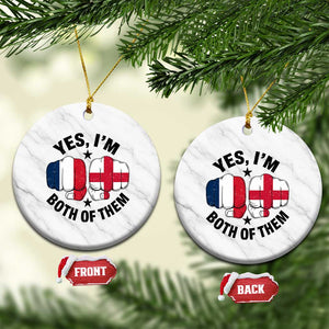 Yes Im Both Of Them France England Flag Fists Graphic Ceramic Ornament French English Anglo Dual Pride Heritage TS02 1pc White Marble Print Your Wear