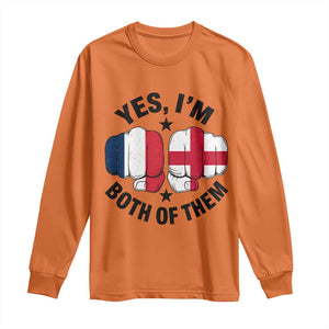 Yes Im Both Of Them France England Flag Fists Graphic Long Sleeve Shirt French English Anglo Dual Pride Heritage
