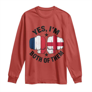 Yes Im Both Of Them France England Flag Fists Graphic Long Sleeve Shirt French English Anglo Dual Pride Heritage