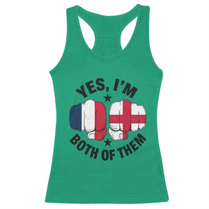Yes Im Both Of Them France England Flag Fists Graphic Racerback Tank Top French English Anglo Dual Pride Heritage