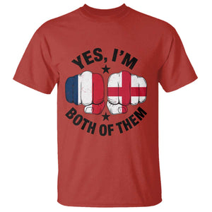 Yes Im Both Of Them France England Flag Fists Graphic T Shirt French English Anglo Dual Pride Heritage