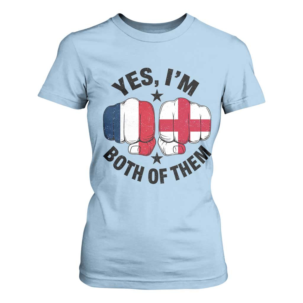 Yes Im Both Of Them France England Flag Fists Graphic T Shirt For Women French English Anglo Dual Pride Heritage
