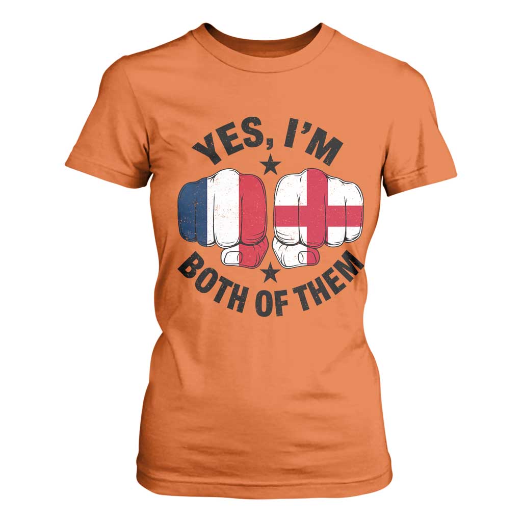 Yes Im Both Of Them France England Flag Fists Graphic T Shirt For Women French English Anglo Dual Pride Heritage