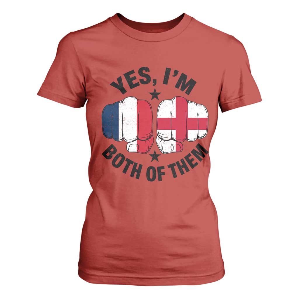 Yes Im Both Of Them France England Flag Fists Graphic T Shirt For Women French English Anglo Dual Pride Heritage