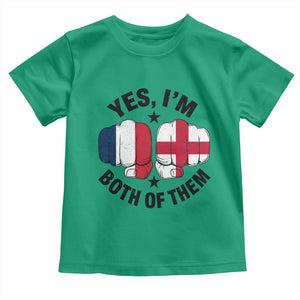 Yes Im Both Of Them France England Flag Fists Graphic Toddler T Shirt French English Anglo Dual Pride Heritage