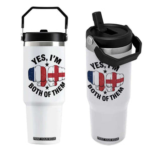 Yes Im Both Of Them France England Flag Fists Graphic Flip Straw Tumbler French English Anglo Dual Pride Heritage TS02 One Size: 30 oz White Print Your Wear